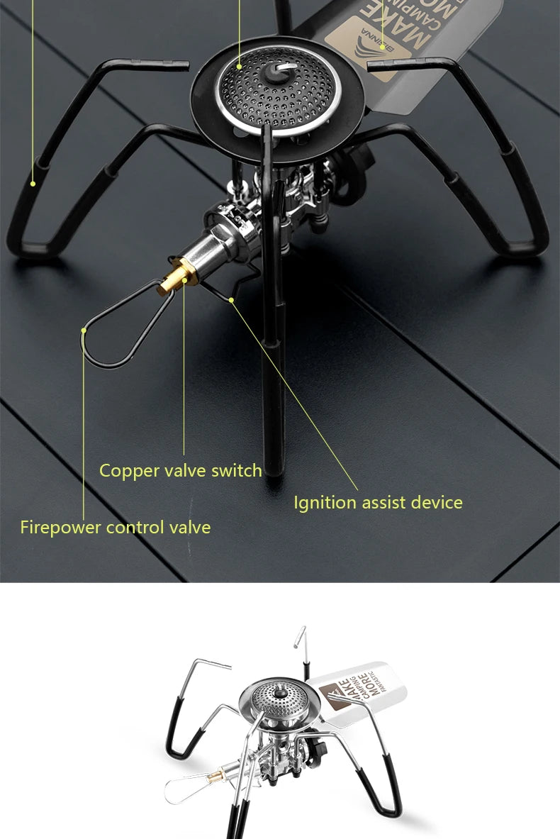 3300W Portable Folding Spider Camping Stove with Piezo Ignition