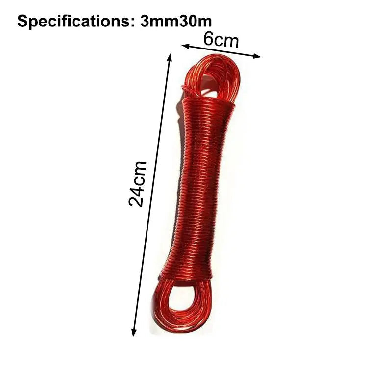 10/20/30/50M PVC Coating Steel Clothesline Outdoor Portable Clothesline Garden Camping Travel Clothes Drying Rope Trekker Essentials