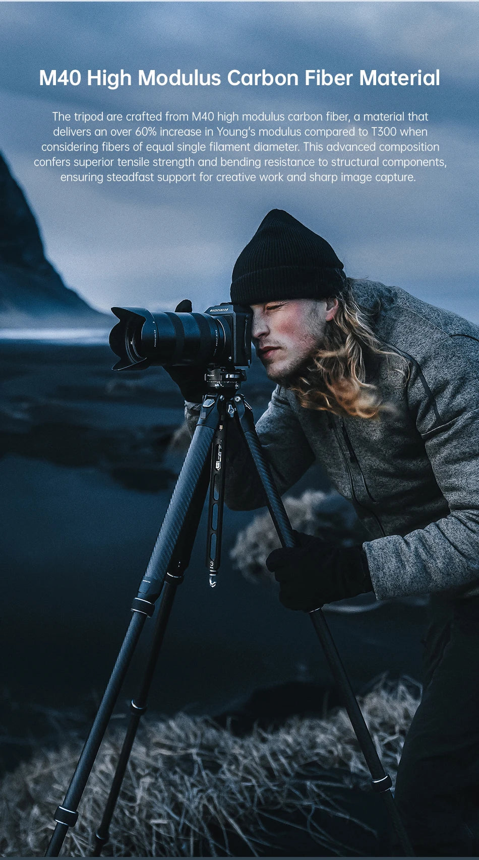 Trípode de viaje de fibra de carbono - Trípode profesional de bloqueo rápido con montura F38