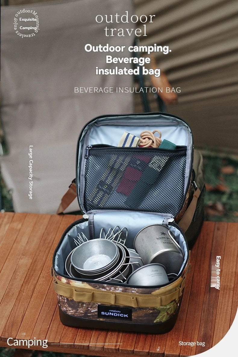 1 black/brown/Army green/camo optional camping insulated outdoor camping bowl cup storage bag Trekker Essentials