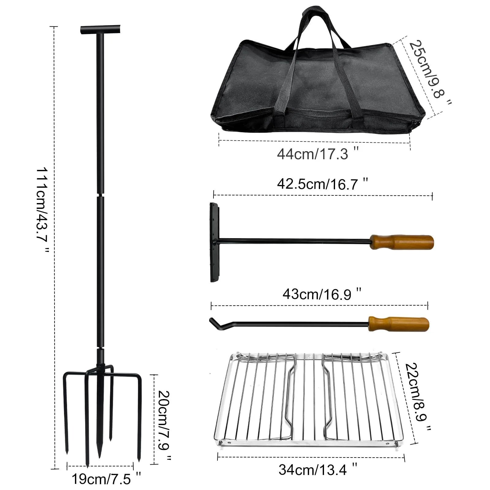 Ground-insertion camping bonfire stand, folding stainless steel grill, multi-functional firewood stand for the courtyard Trekker Essentials
