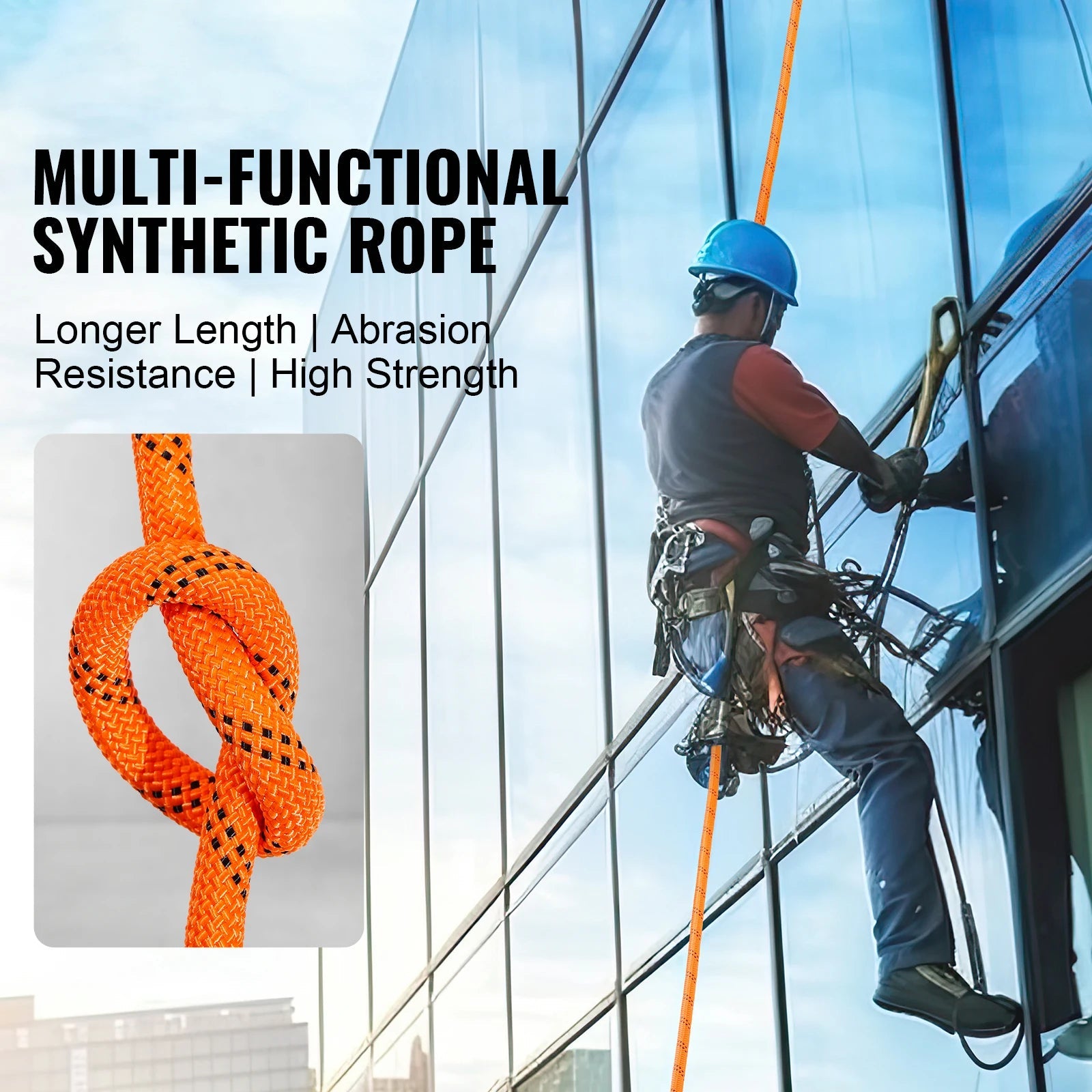 SucceBuy 120ft Dual-Weave Polyester Cord 3/8 1/2in 48-Strand Multi-Use Rope for Arborist Activities Outdoor Adventures Versatile Trekker Essentials