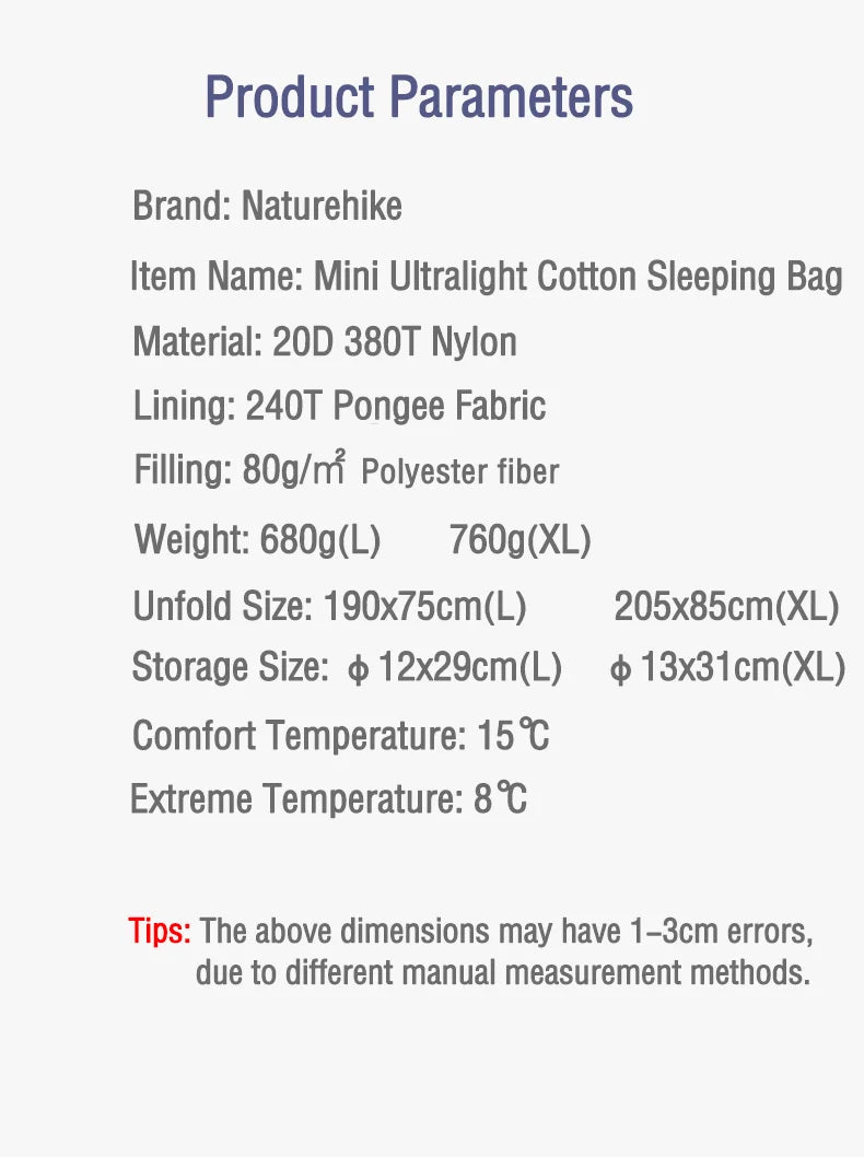 Naturehike lw180 Sleeping Bag Ultralight Cotton Sleeping Bag Spring Summer Sleeping Bag Outdoor Hiking Camping Sleeping Bag Trekker Essentials