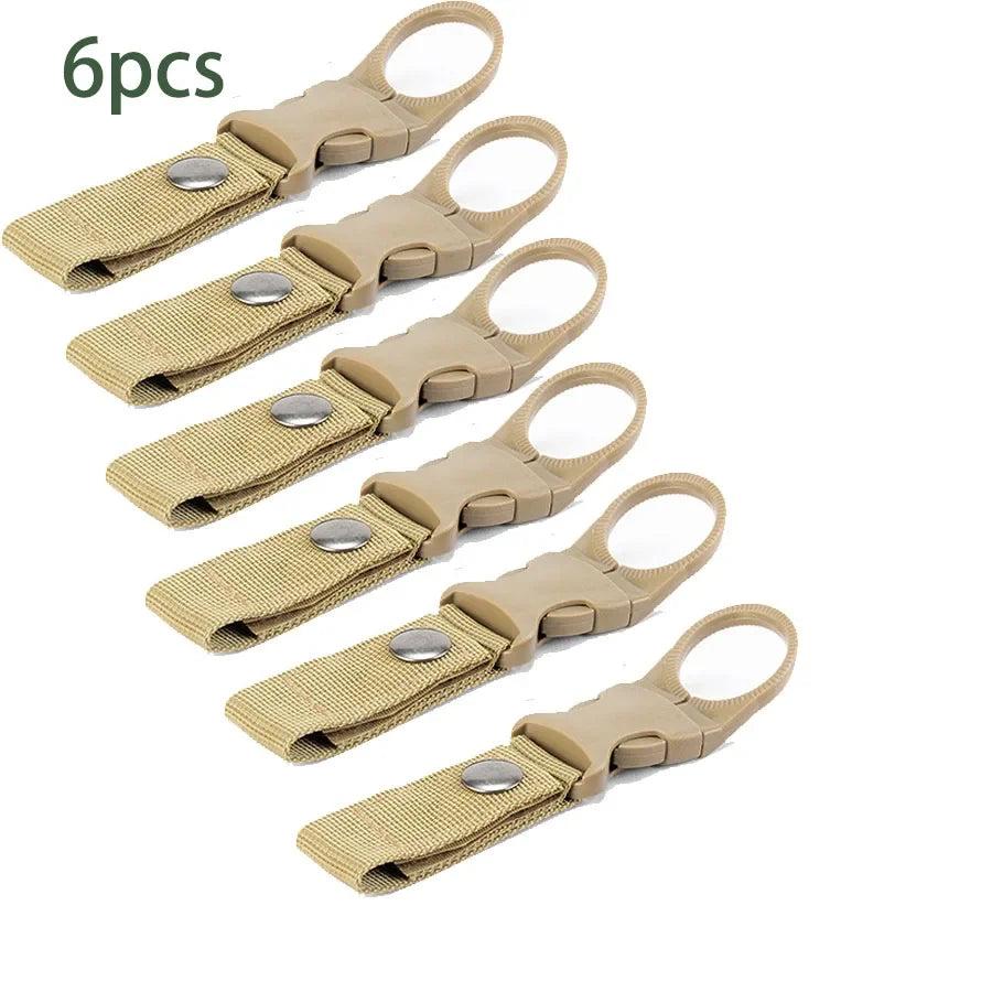 6-Pack Military-Grade Water Bottle Clips – Heavy Duty Nylon Webbing Buckle Hooks for Camping, Hiking & Backpack Accessories