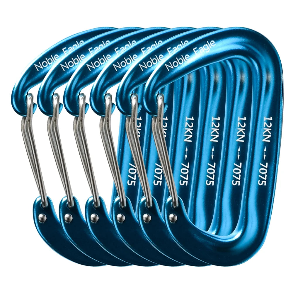 6Pcs 12kn Carabiner Set D Ring Heavy Duty Aluminum Tactical Carabiners Clips Camping Hiking Climbing Hook Hammock Outdoor Gear Trekker Essentials