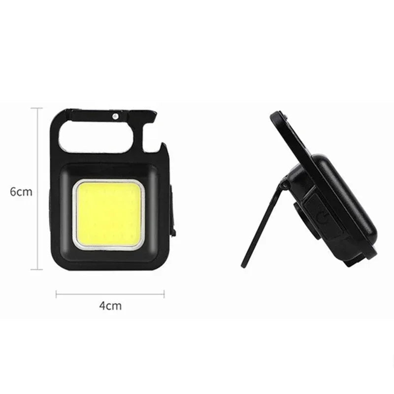 LED Working Light USB Rechargeable Mini Flashlight Portable Bright Keychain Pocket Clip Lantern Outdoor Hiking Fishing Camping Trekker Essentials
