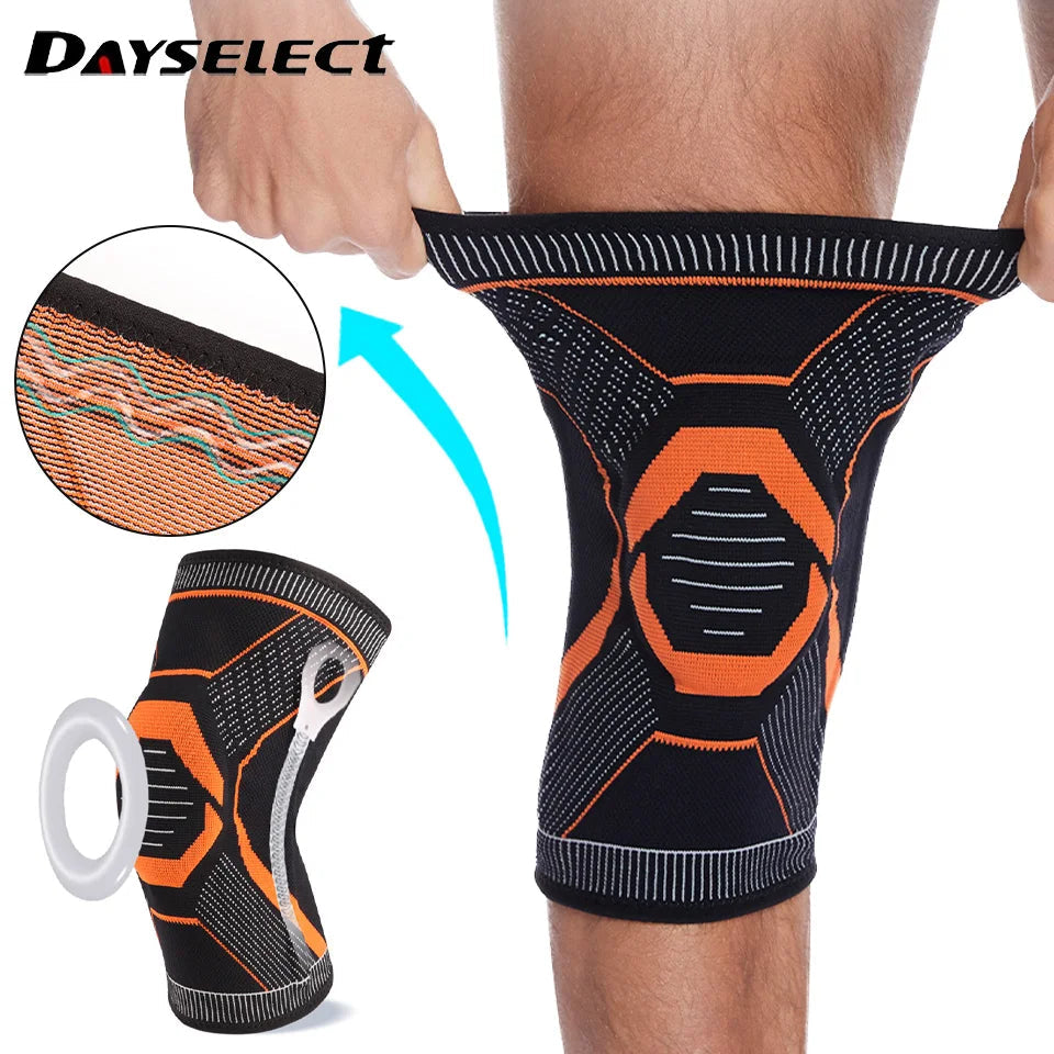 1Pcs Sports Knee Pads Silicone Spring Anti-slip Knee Support Keep Warm Outdoor Sports Skipping Cycling Hiking Mountain Climbing Trekker Essentials