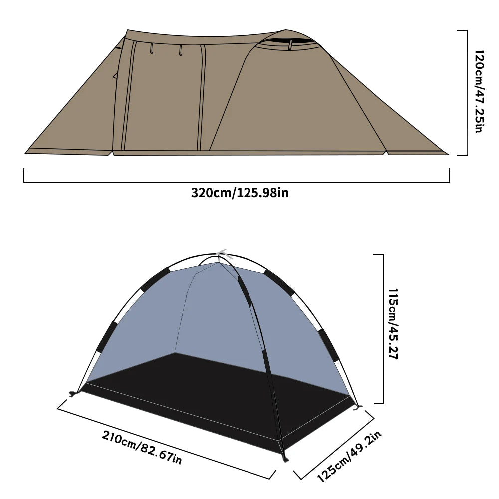 2 Person Hot Tent with Stove Jack – 4 Season Waterproof Camping Tent with Snow Skirt & Extended Vestibule Trekker Essentials