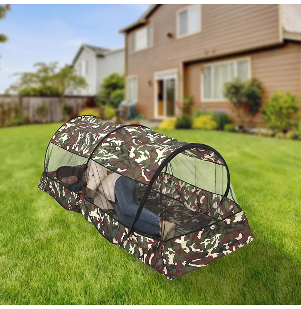 Pop-Up Mosquito Net Camping Tent – 2-Person Insect-Proof Shelter for Outdoor Travel & Cycling Trekker Essentials