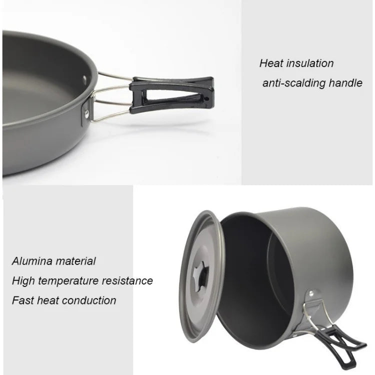 Camping Cookware Set for 1–7 Persons – Lightweight Portable Pot & Pan Set with Carry Bag Trekker Essentials