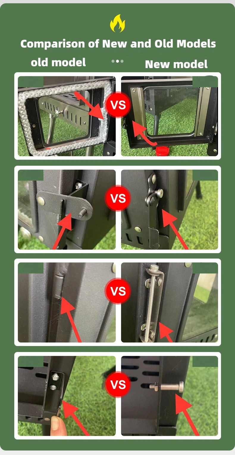 Portable Stainless Steel Tent Stove: Wood Burning Stove with Chimney Pipe for Camp Heating & Cooking