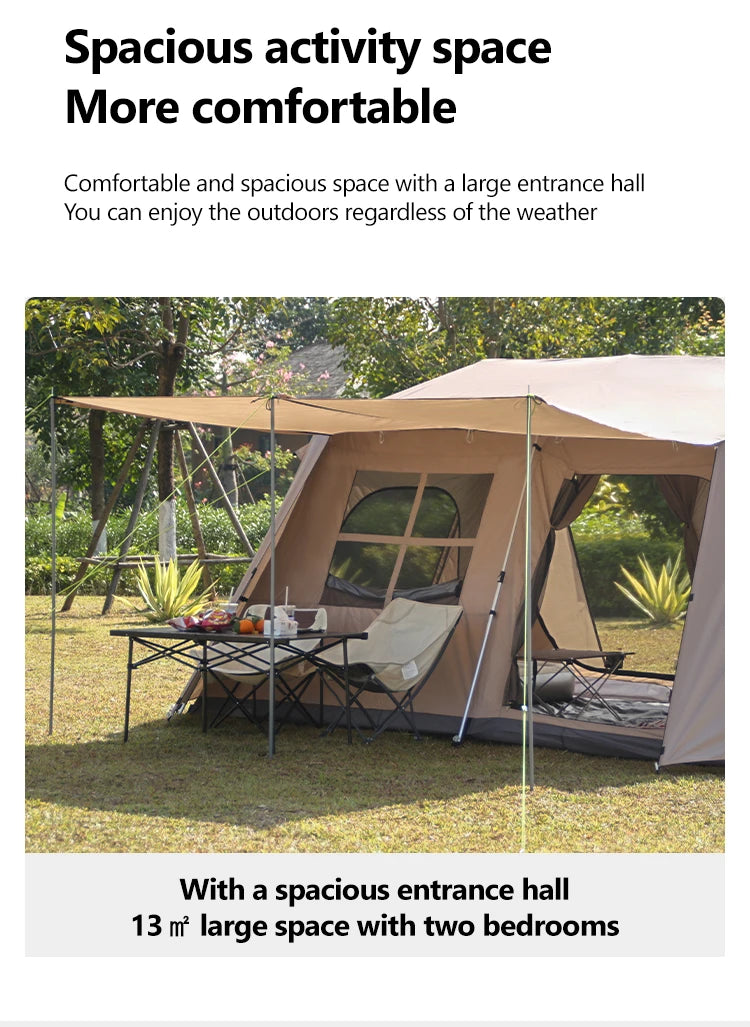 Fully Automatic Quick Open Two-Room Camping Tent – Waterproof 4-8 Person Cabin Tent for Outdoor Overnight Stays