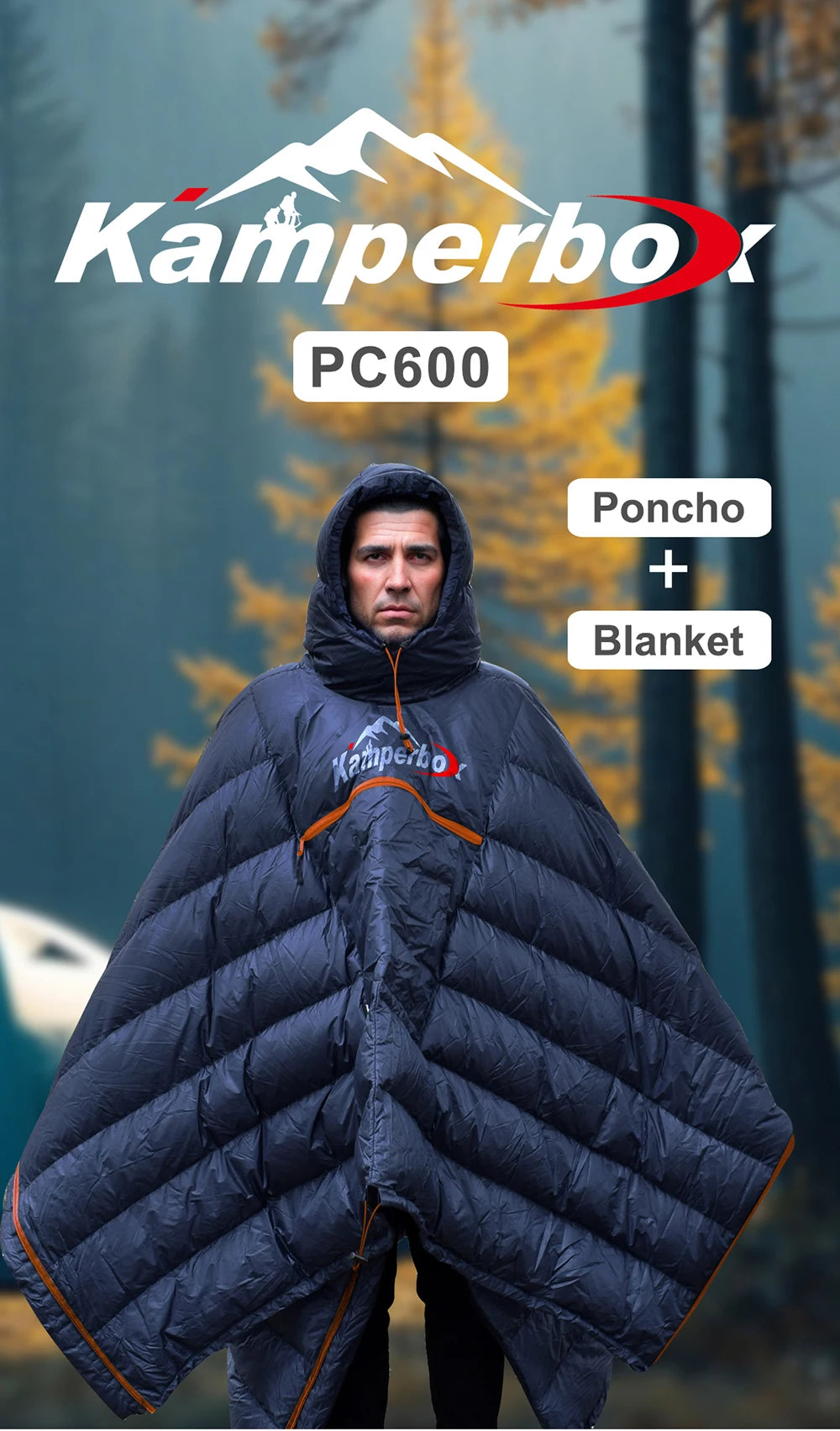All-Season Wearable Sleeping Bag: 3-in-1 Poncho, Camping Blanket & Envelope Sleeping Bag for Adults