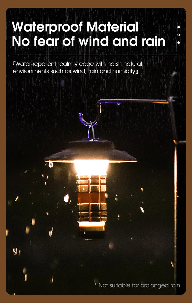 USB-C Rechargeable Camping Light - Magnetic Base LED Lantern with Tripod