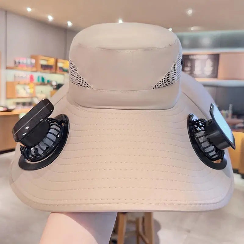 Large Size Quick Dry Bucket Hat With Solar Powered Fan USB Charging Sun Hat For Men Outdoor Hiking Camping Fishing Cooling Wear Trekker Essentials