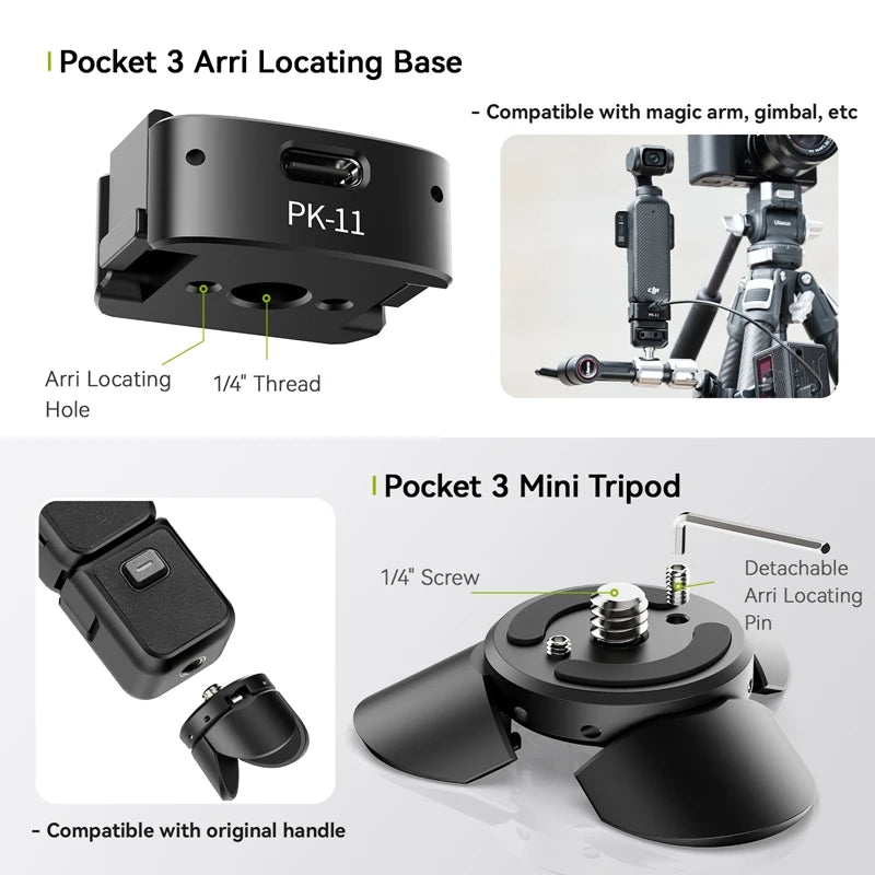 Kit de mini trípode Ulanzi Pocket 3 para DJI Osmo Pocket 3 - PK-08 + PK-11