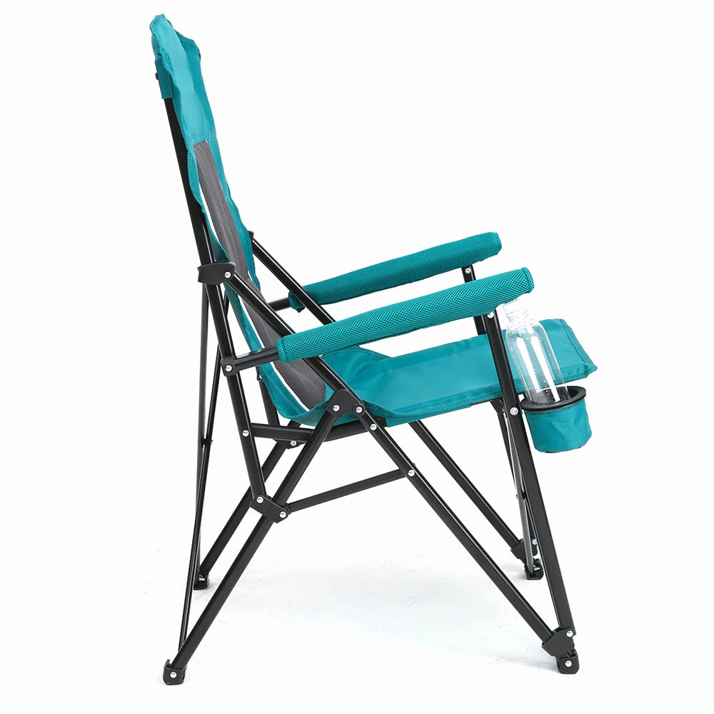Outdoor Camping Chair, Portable Folding Lounge Moon Chair With Armrests, Drink Holder & Backrest For Outdoor Fishing Camping Trekker Essentials