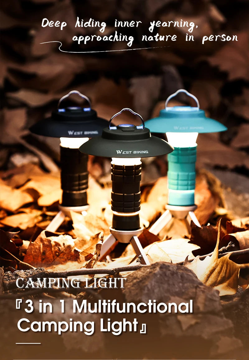 USB-C Rechargeable Camping Light - Magnetic Base LED Lantern with Tripod