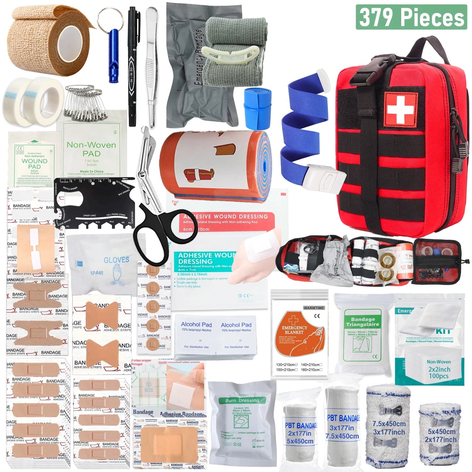 379-Piece First Aid Kit – Portable Emergency Medical Bag for Home, Office, Travel & Outdoor Use Trekker Essentials