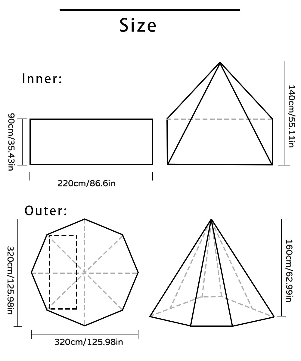 Ultralight Hot Tent with Chimney Port – 1 Person Pyramid Tipi Tent for Camping & Bushcraft Trekker Essentials