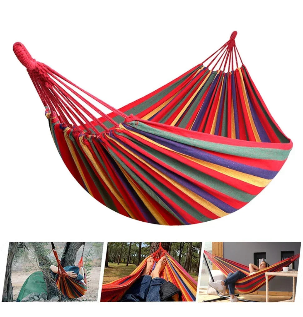 WESTTUNE Outdoor Canvas Hammock Camping Swing Hammock with Tree Ropes Load-bearing Up to 200kg Perfect for Garden Patio Backyard Trekker Essentials