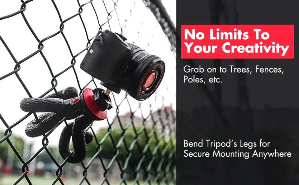 Fotopro UFO2 SET Tripod for iPhone Flexible Camera Tripod with Adapter Travel Phone Tripod Stand for Live Streaming Video Trekker Essentials