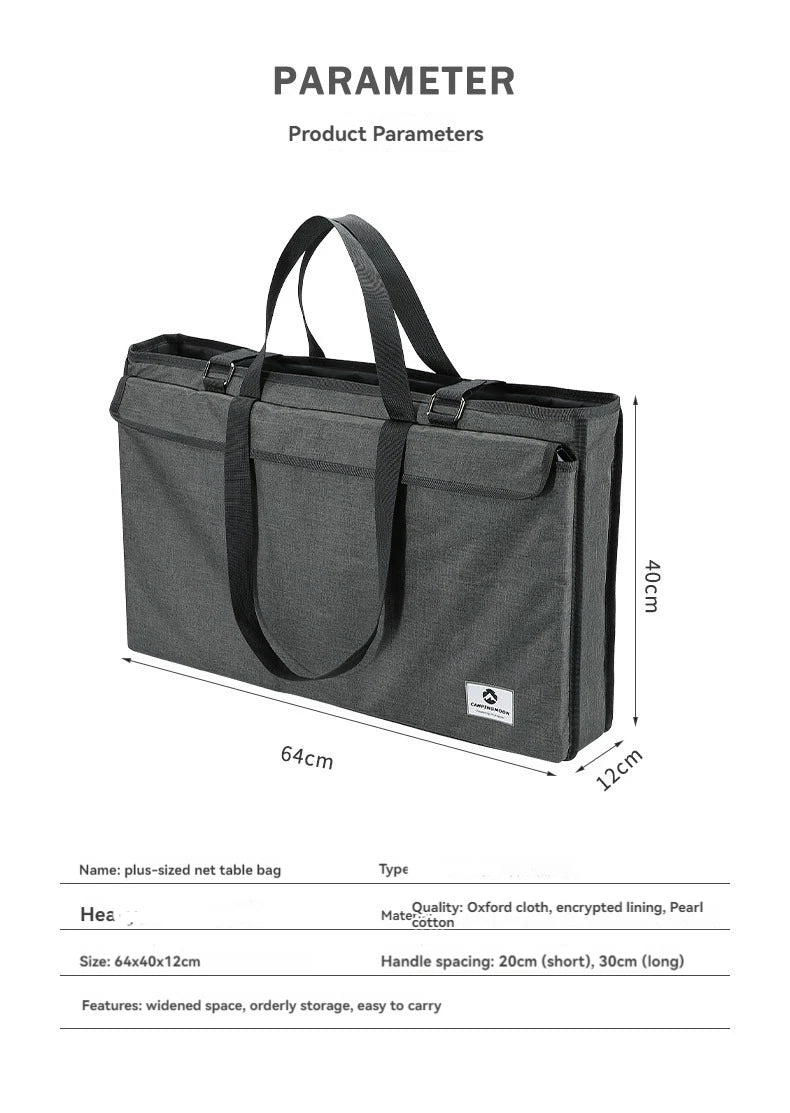 CAMPINGMOON Portable Folding Net Table Storage Bag Multifunctional Camping Outdoor Picnic BBQ Foldable Desk Tablecloth Tote Bag Trekker Essentials