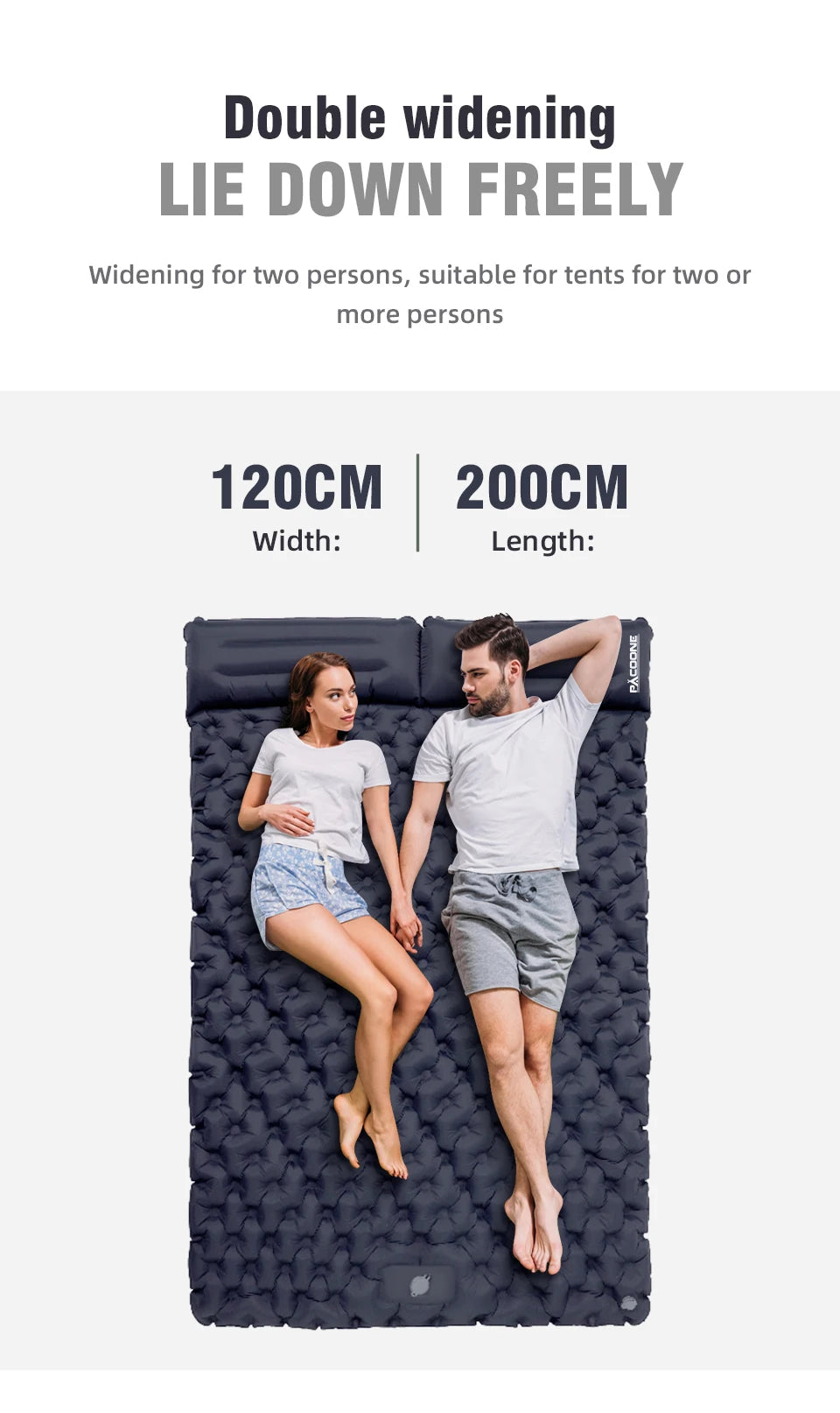 Double Inflatable Camping Mattress – Ultralight Extra Wide Sleeping Pad with Built-In Pump for Camping & Travel Trekker Essentials