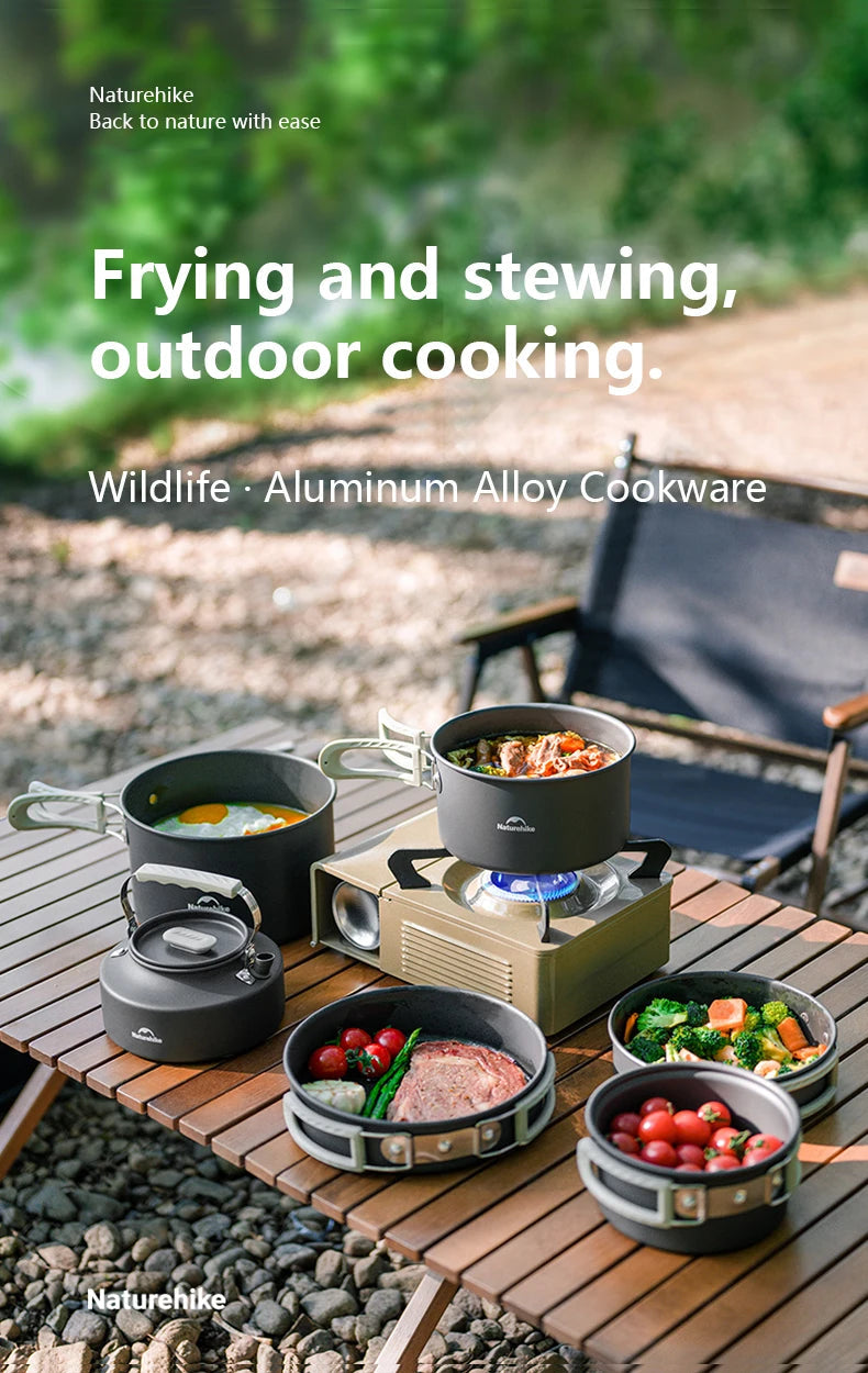 Portable Camping Cookware Kit – Outdoor Frying Pan, Kettle & Foldable Cooking Utensils Set for Camping & Picnic Trekker Essentials