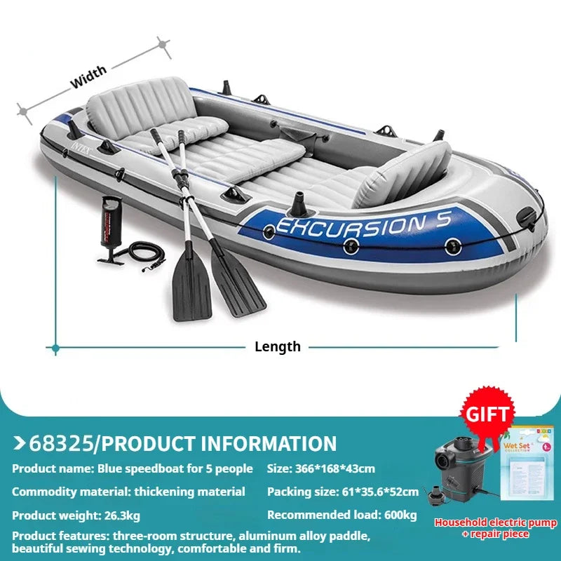 Heavy-Duty 1-3 Person Inflatable Boat: Fishing Dinghy with Detachable Seats & Foldable Kayak Design