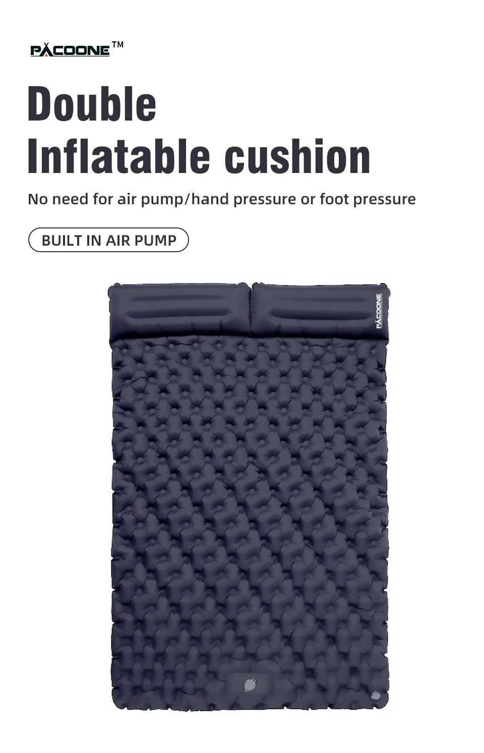 Double Inflatable Camping Mattress – Ultralight Extra Wide Sleeping Pad with Built-In Pump for Camping & Travel Trekker Essentials