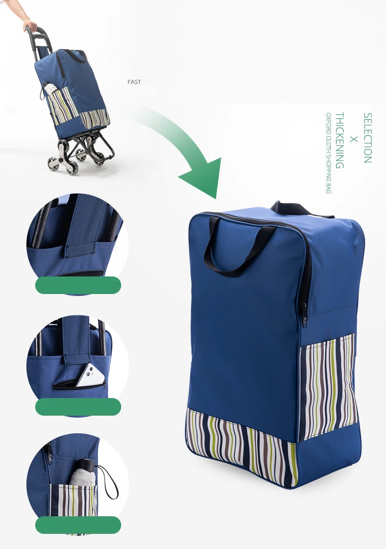 Light Grocery Shopping Trolley Household Climbing Stairs Folding Trailer Outdoor Travel Hand Pull Shopping Cart
