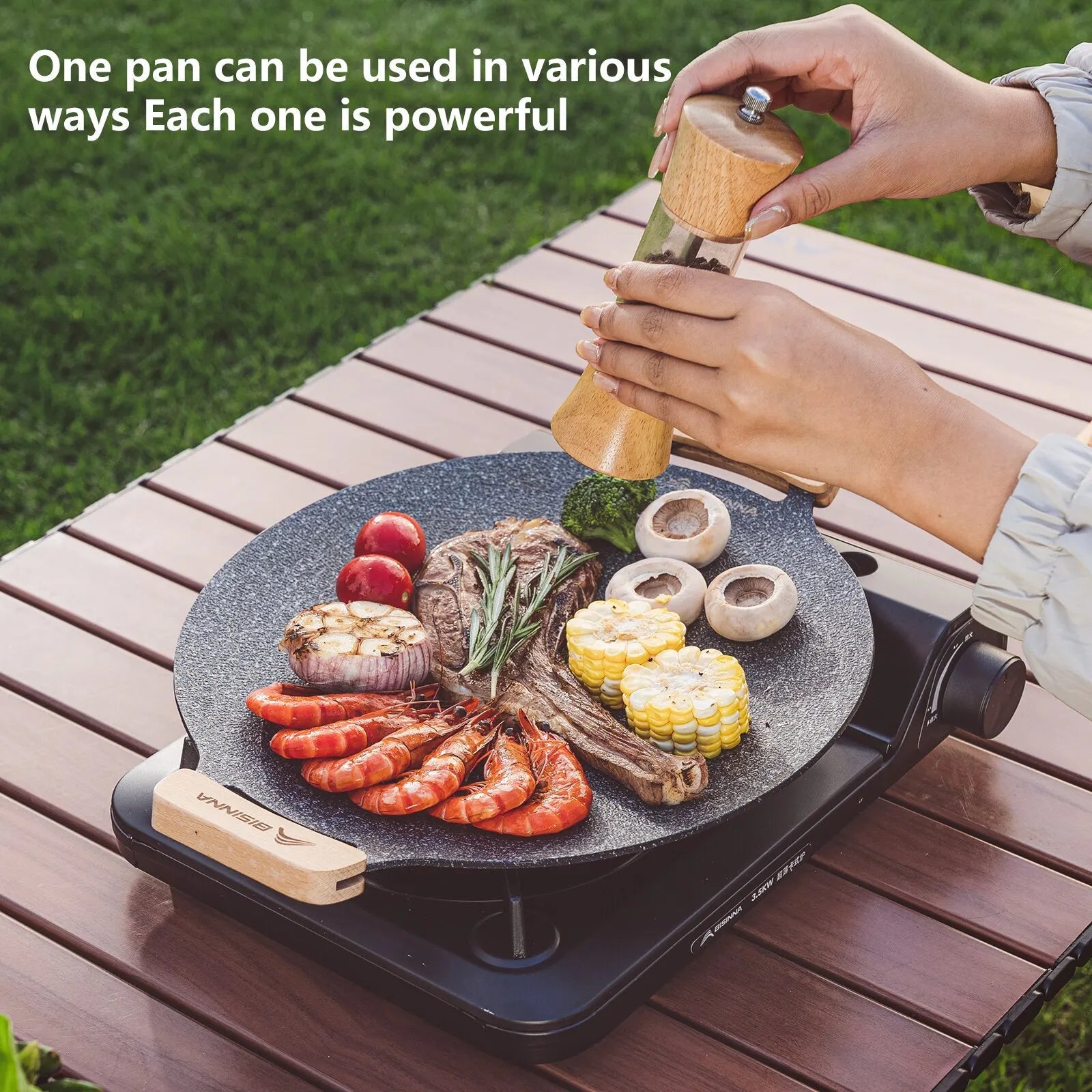 30CM Non-Stick BBQ Grill Pan – Portable Outdoor Camping Grill Plate for Stovetop & Barbecue Cooking Trekker Essentials