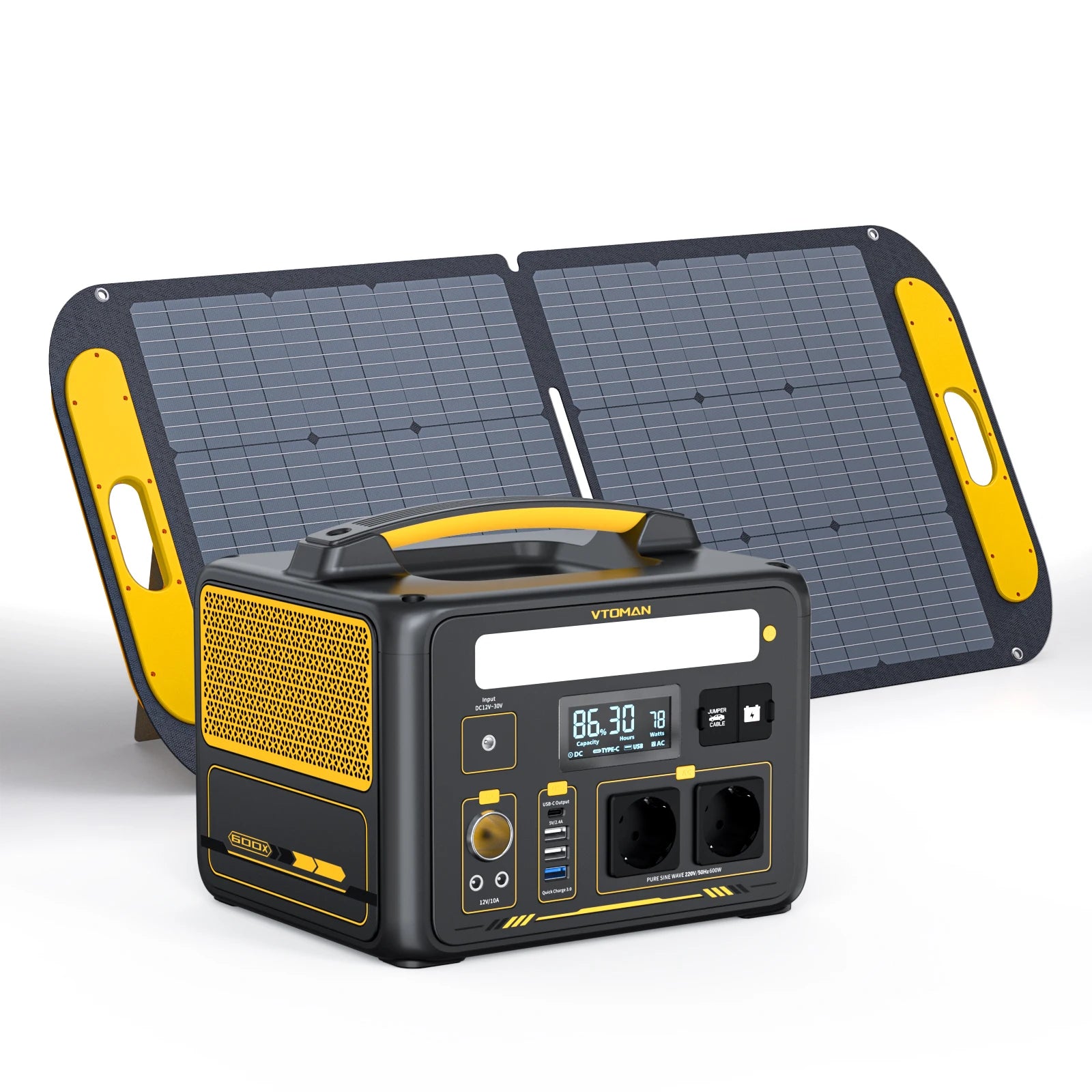 600W Portable Power Station with 110W Solar Panel – 299Wh LiFePO4 Battery, Pure Sine Wave AC, Solar Charger for Camping & Emergencies