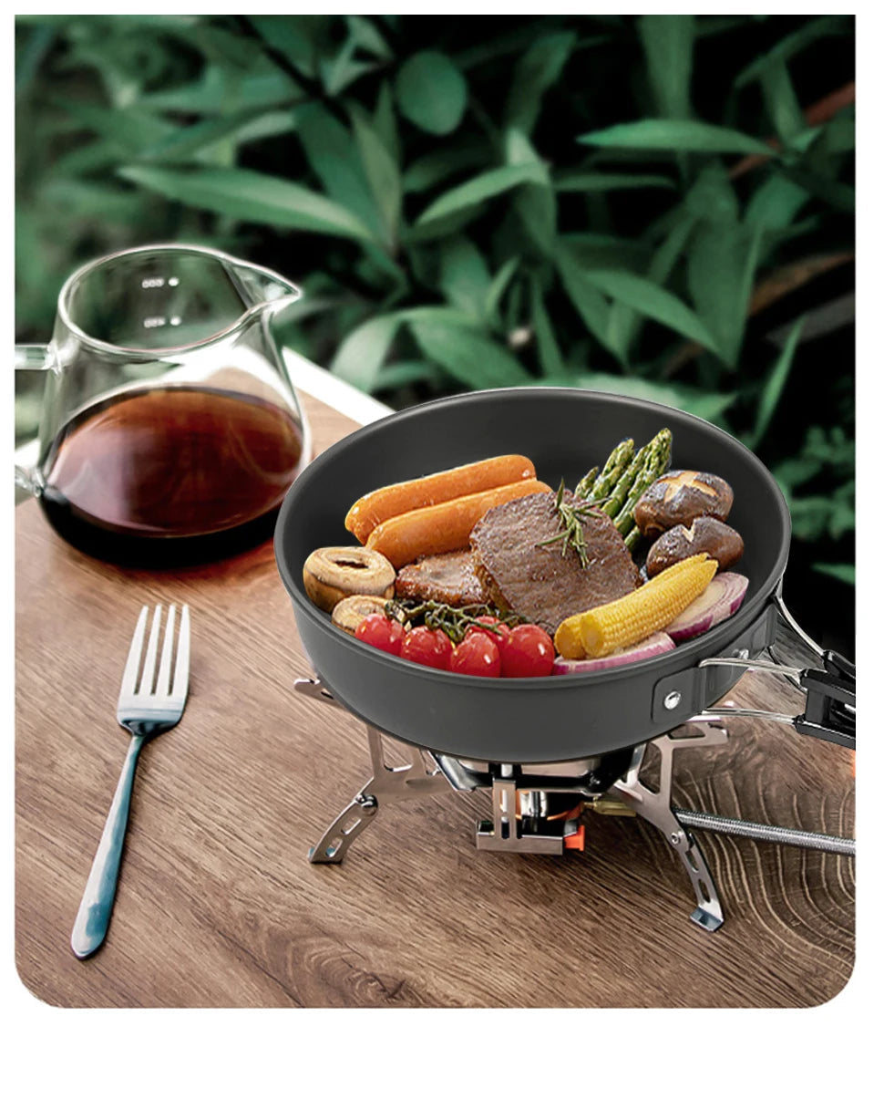 Portable Aluminum Camping Frying Pan – Lightweight Outdoor Cookware with Foldable Handle for Hiking & Camping Trekker Essentials