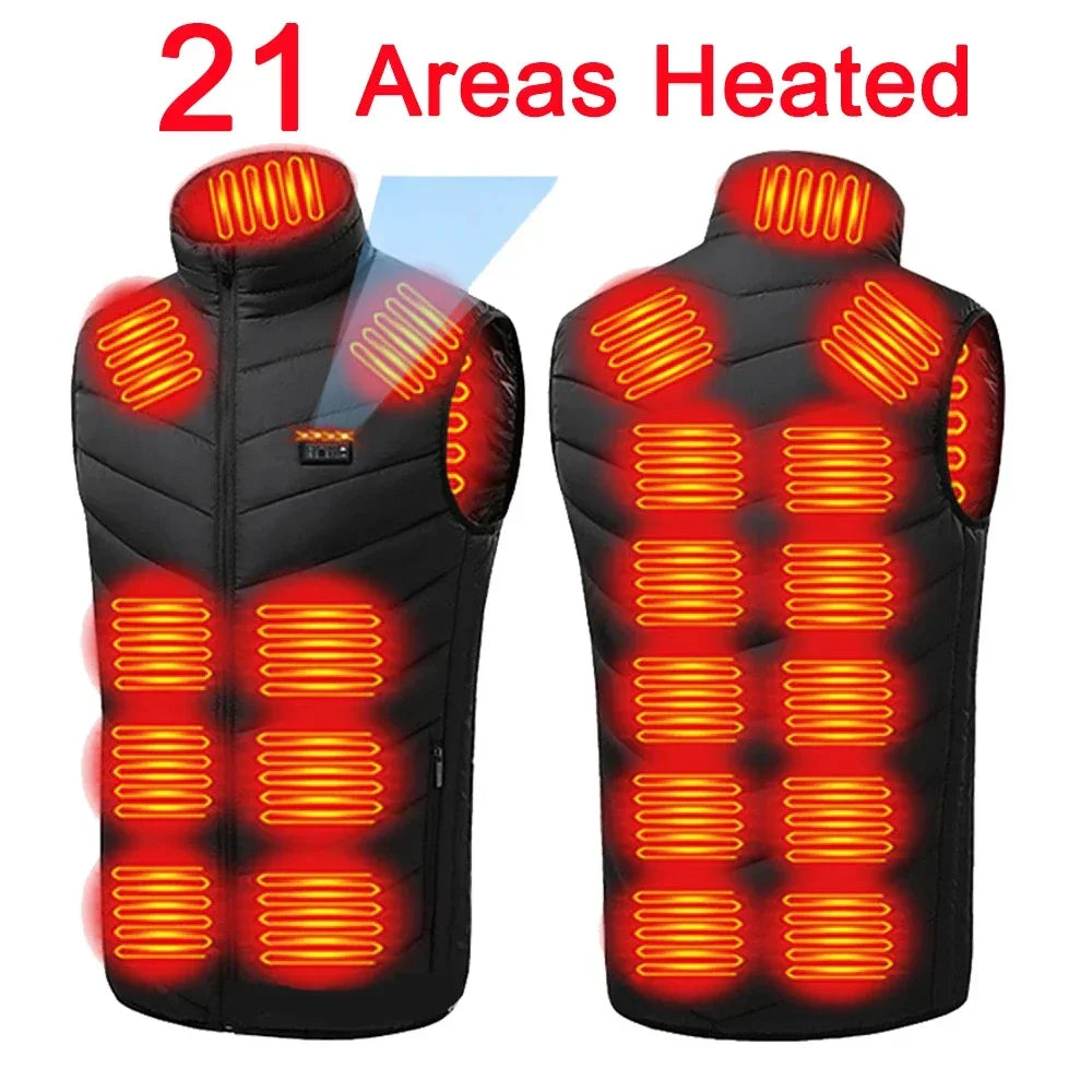 21-Zone Self-Heating Vest with USB Power | Men's & Women's Thermal Heated Jacket for Outdoor Activities
