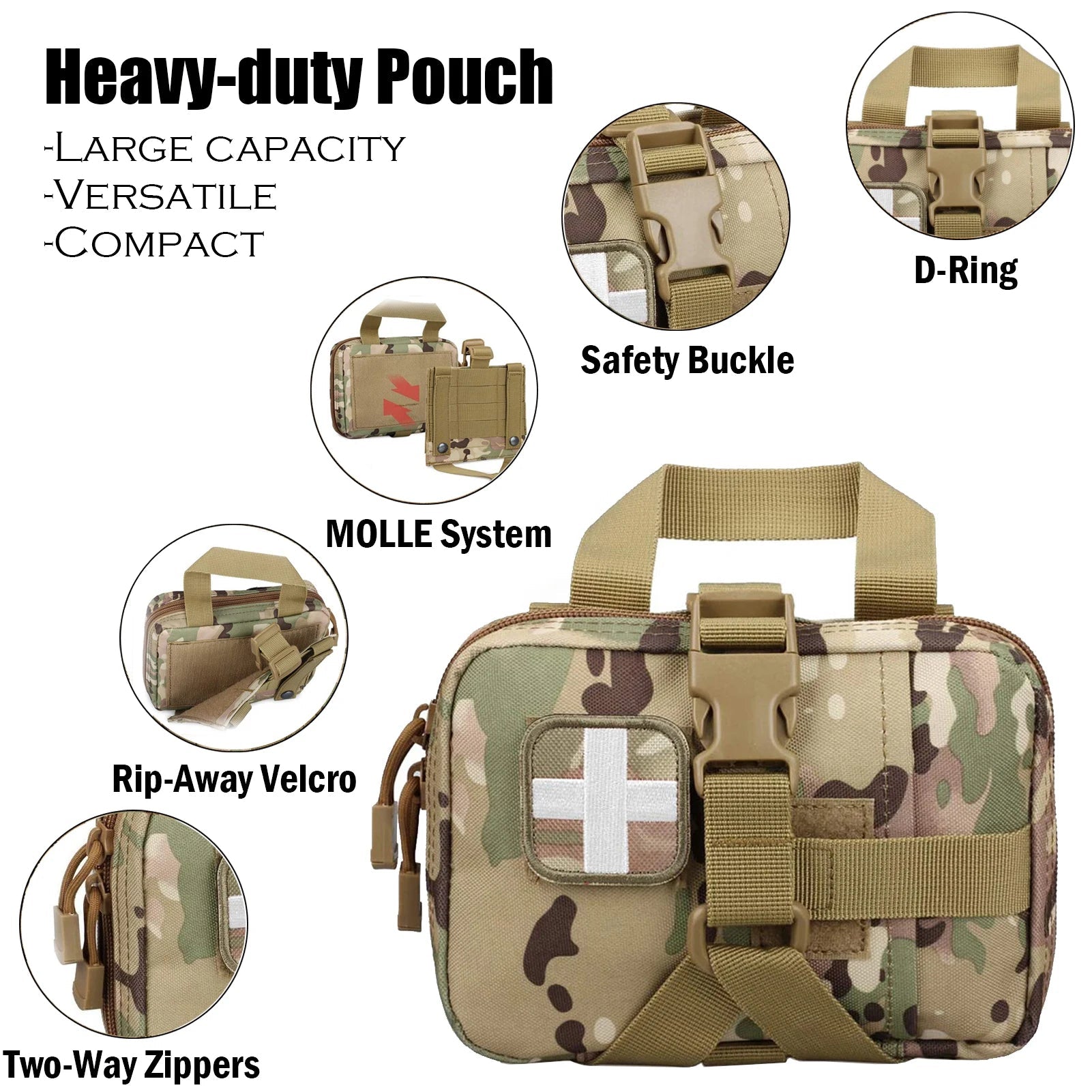 Upgrade Tactical EMT Pouch Rip Away Molle Medical kit IFAK Tear-Away First Aid Kit Travel Outdoor Hiking mergency Survival Bag Trekker Essentials
