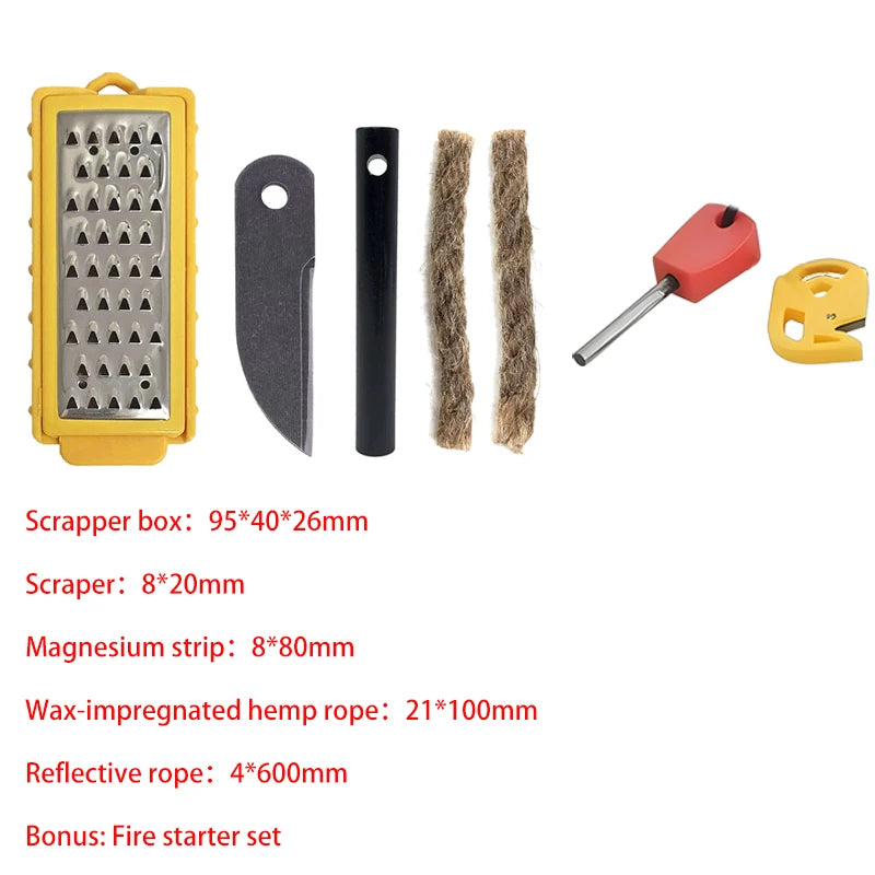 Flint Fire Starter Kit – Outdoor Survival Fire Steel with Tinder Maker for Camping, Hiking & Bushcraft Trekker Essentials