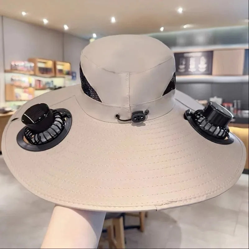Solar Powered Sun Hat Cooling Fan UV Protection Outdoor Hiking Fishing Camping Summer Travel Bucket Hat Sun Protection Hat Trekker Essentials