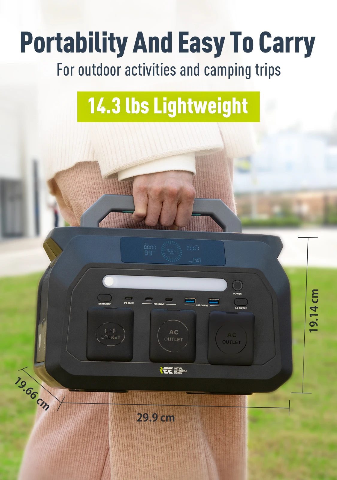IEE P800 Portable Power Station, 512Wh LiFePO4 generator,1600W Peak Solar Generators, 800 wat power source,2x800W AC Outlets Lightweight & Quiet Solar Generator for Camping, Home Emergency, RV & Outdoor Travel Trekker Essentials