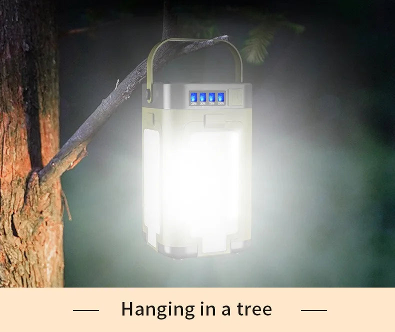 Multifunctional 4-Leaf Foldable Camping Lantern Solar Rechargeable Large Capacity Portable Outdoor Emergency Light Trekker Essentials
