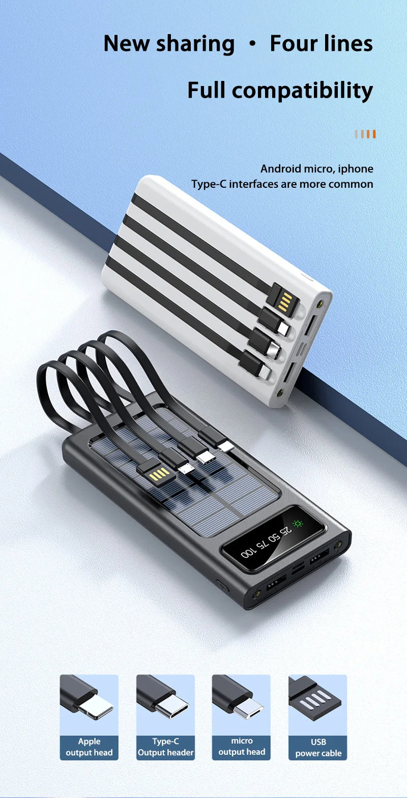 200000mAh Solar Power Bank – Ultra Capacity Portable Charger with Fast Charging, LED Light & Wireless Charging Trekker Essentials