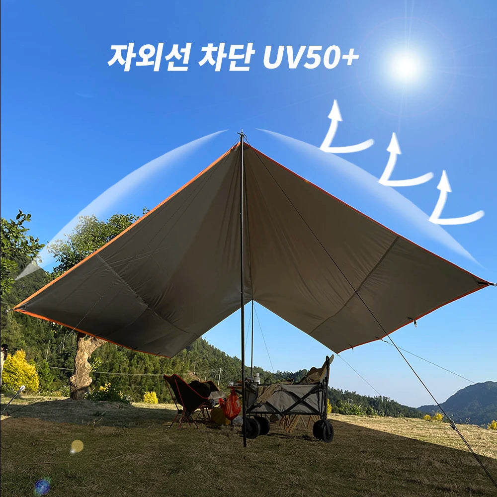 Oxford Large Tarp Waterproof 4x6m Sun Shelter Outdoor Camping Awning Tent Big Tarp Shade Canopy for Family Beach Hiking Trekker Essentials