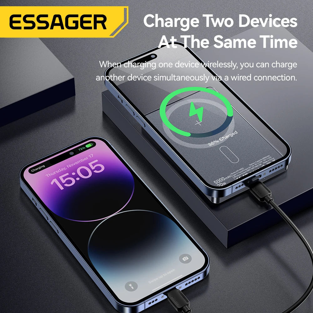 Magnetic Wireless Power Bank 5000mAh – Ultra Slim 20W Fast Charging Portable Charger for iPhone & Smartphones Trekker Essentials