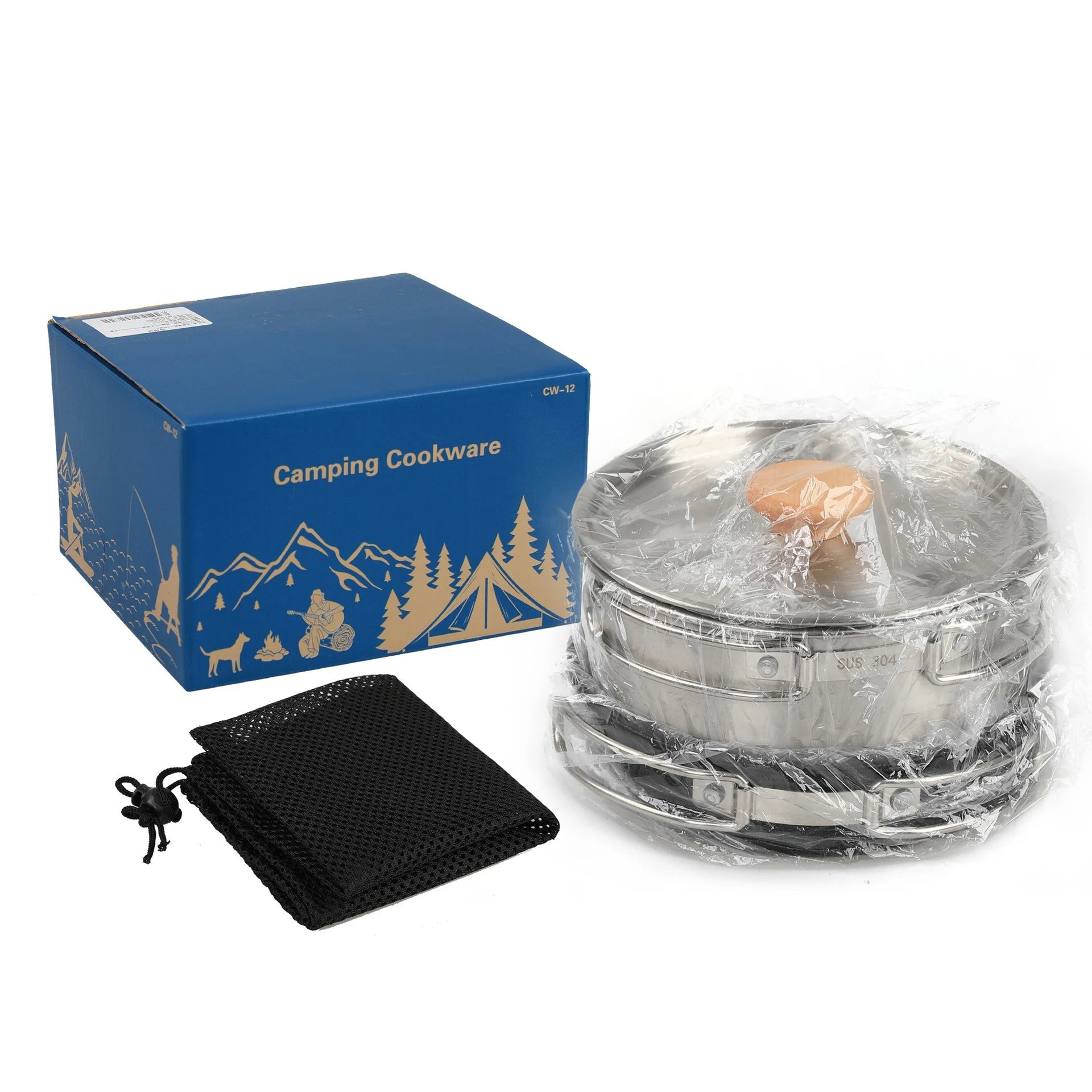 Stainless Steel Camping Cookware Set – Portable Outdoor Cooking Kit with Pot, Pan & Kettle for 2–3 People Trekker Essentials