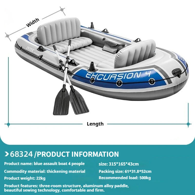 Heavy-Duty 1-3 Person Inflatable Boat: Fishing Dinghy with Detachable Seats & Foldable Kayak Design