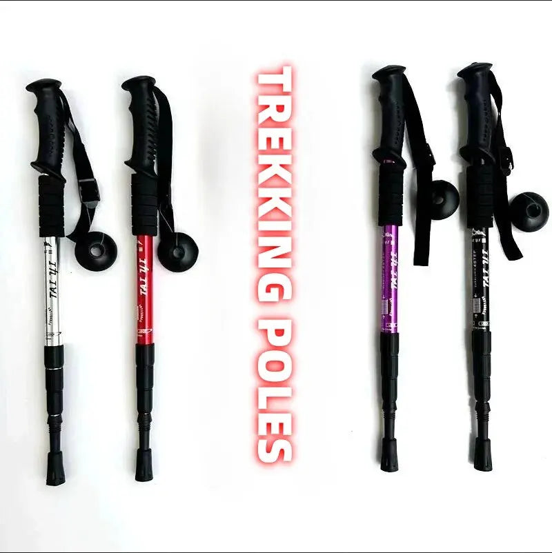 Trekking Poles Shock Absorption Foldable Ultralight Hiking Pole Suitable For Outdoor Camping Mountaineering Backpacking And Trip Trekker Essentials
