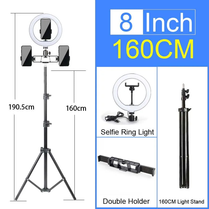6-14" Professional Ring Light Kit with Tripod – Bi-Color 3200K-5600K LED, USB Powered for Live Streaming, Makeup, TikTok Videos