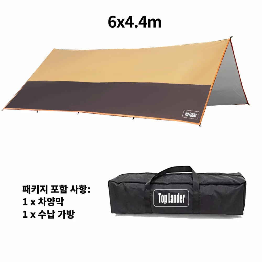 Top Lander Large Camping Waterproof Tarp Oxford 4X6 Outdoor Canopy Sun Shelter Tent Tourist Awning Shade for Multiple People Trekker Essentials