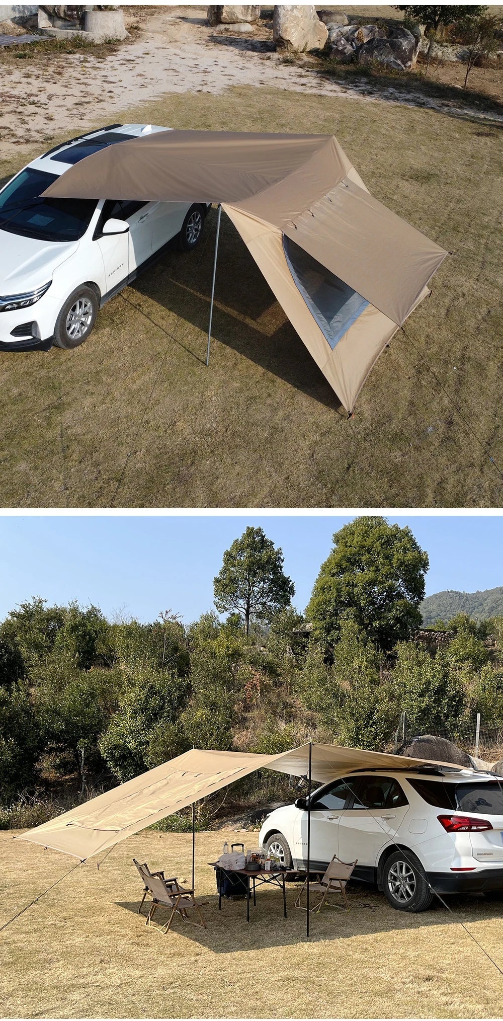 Car Tarp with Mesh Skylight